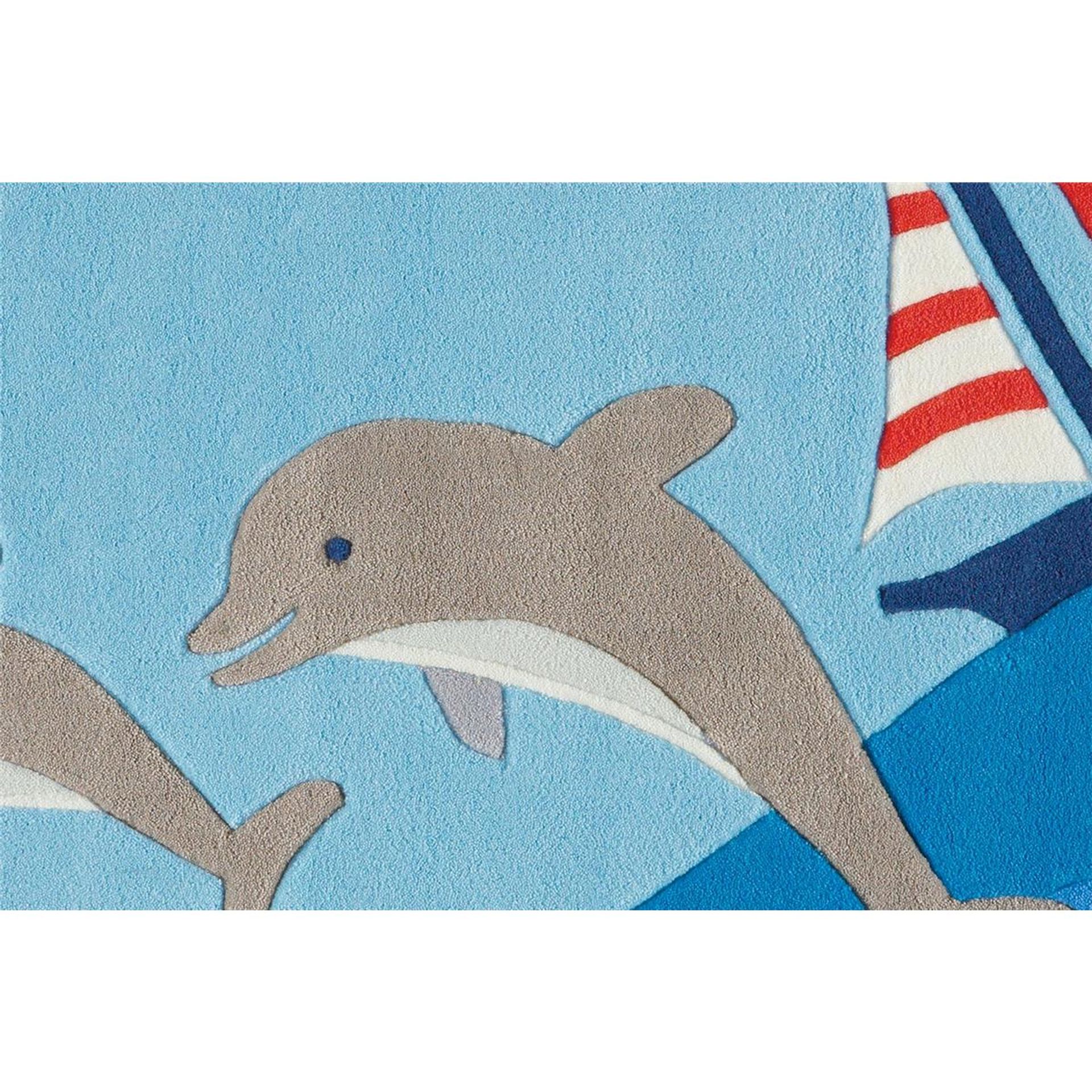 Teppich Spirit 3097 Blau Dolphins 130 cm x 130 cm ECKIG