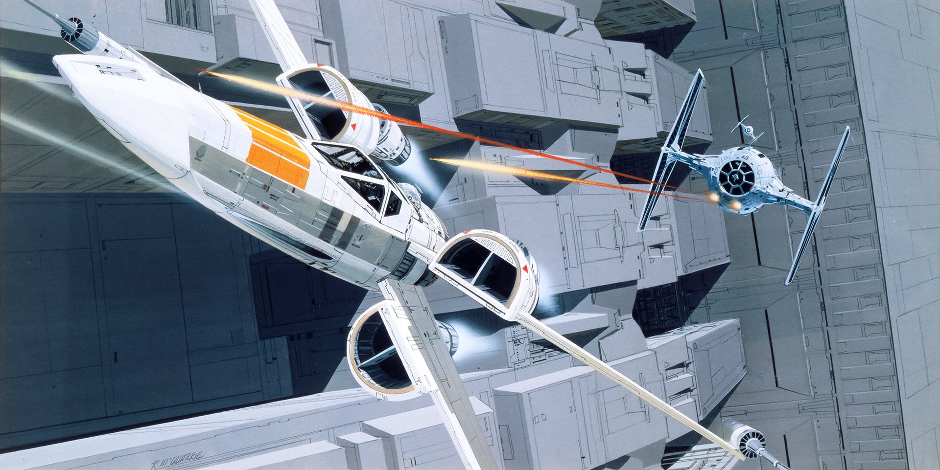 Vlies Fototapete - Star Wars Classic RMQ X-Wing vs TIE-Fighter - Größe 500 x 250 cm