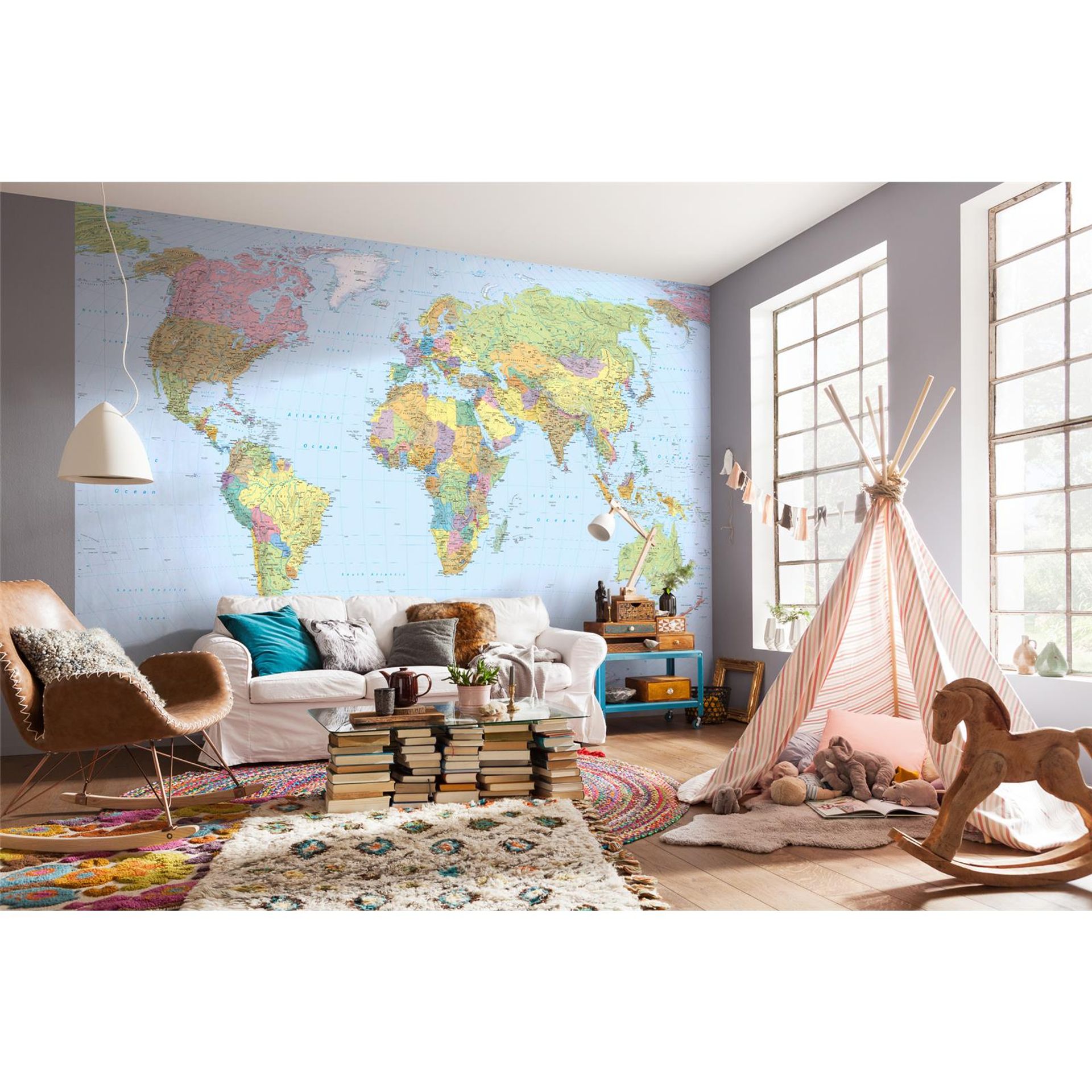 Vlies Fototapete - World Map - Größe 368 x 248 cm