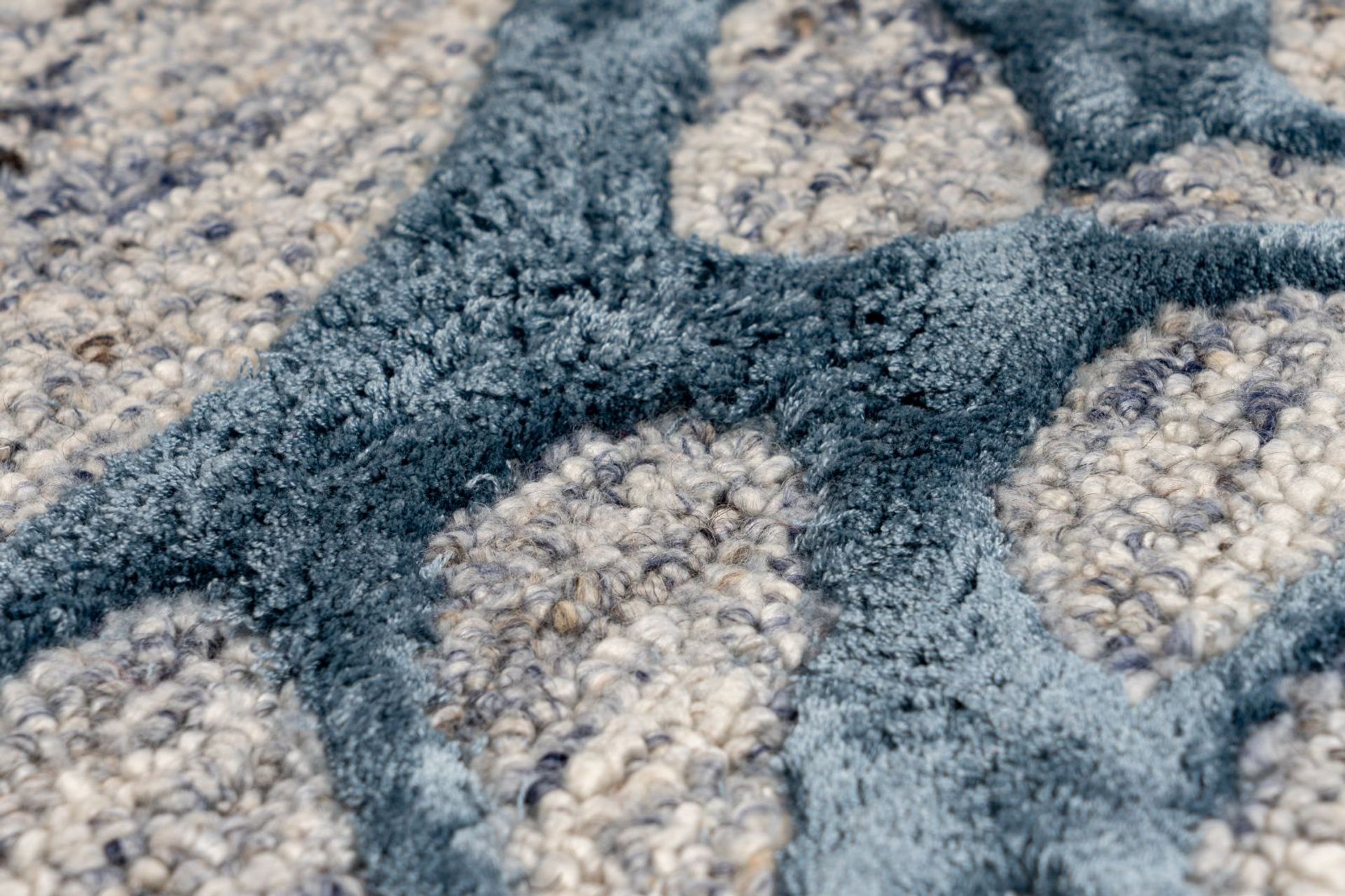 Teppich Damast 200 Grau / Blau 80 cm x 150 cm