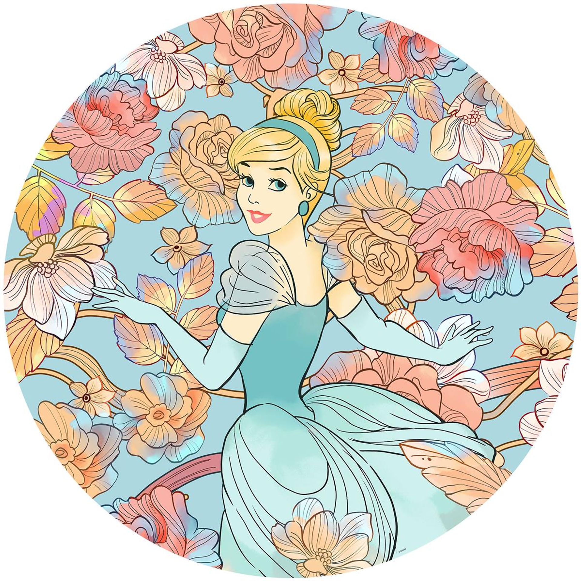 Selbstklebende Vlies Fototapete/Wandtattoo - Cinderella Pastel Dreams - Größe 125 x 125 cm