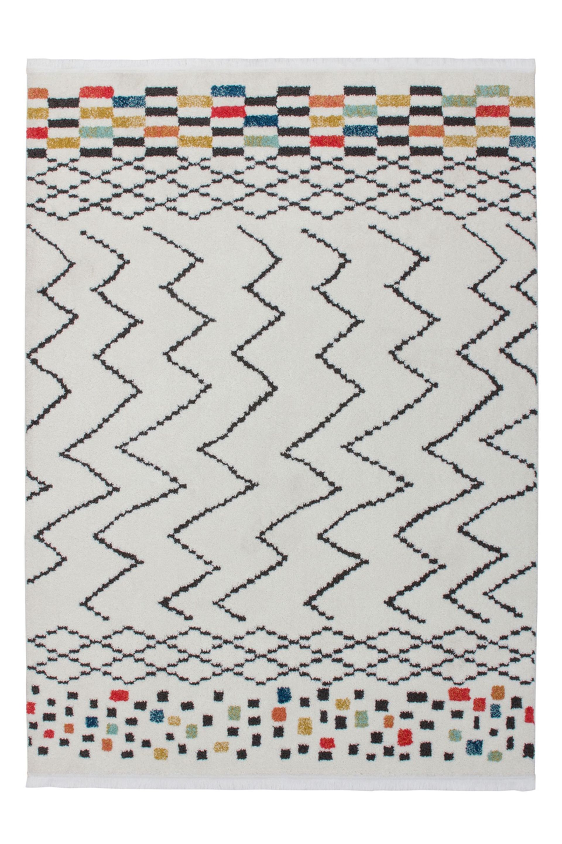 Teppich Agadir 410 Weiß / Schwarz / Multi 200 cm x 290 cm