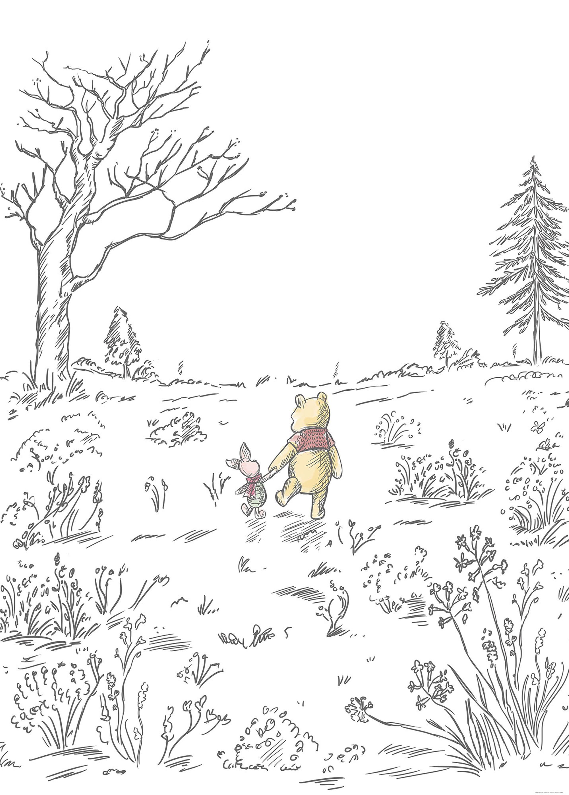 Vlies Fototapete - Winnie the Pooh Walk - Größe 200 x 280 cm