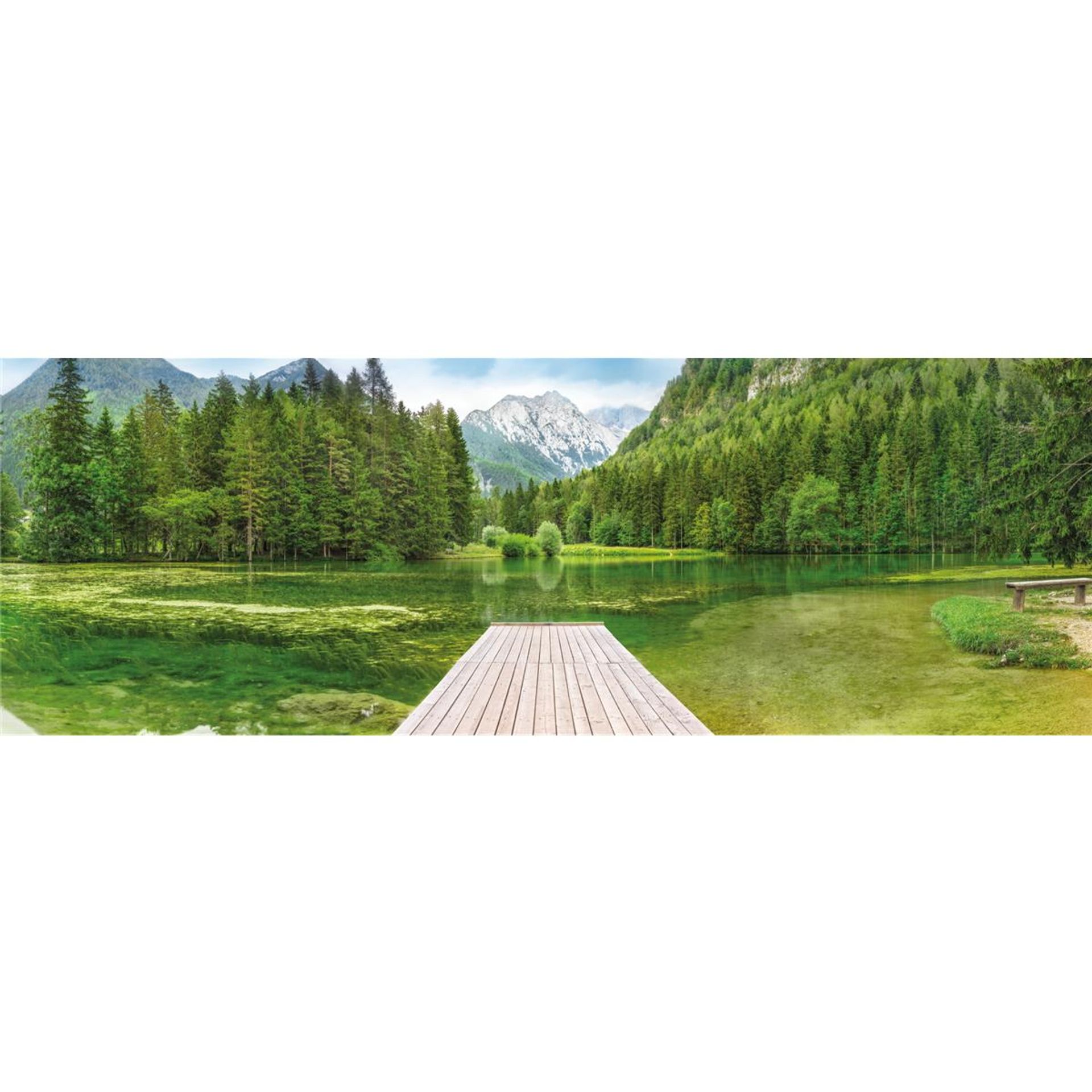 Papier Fototapete - Green Lake - Größe 368 x 127 cm