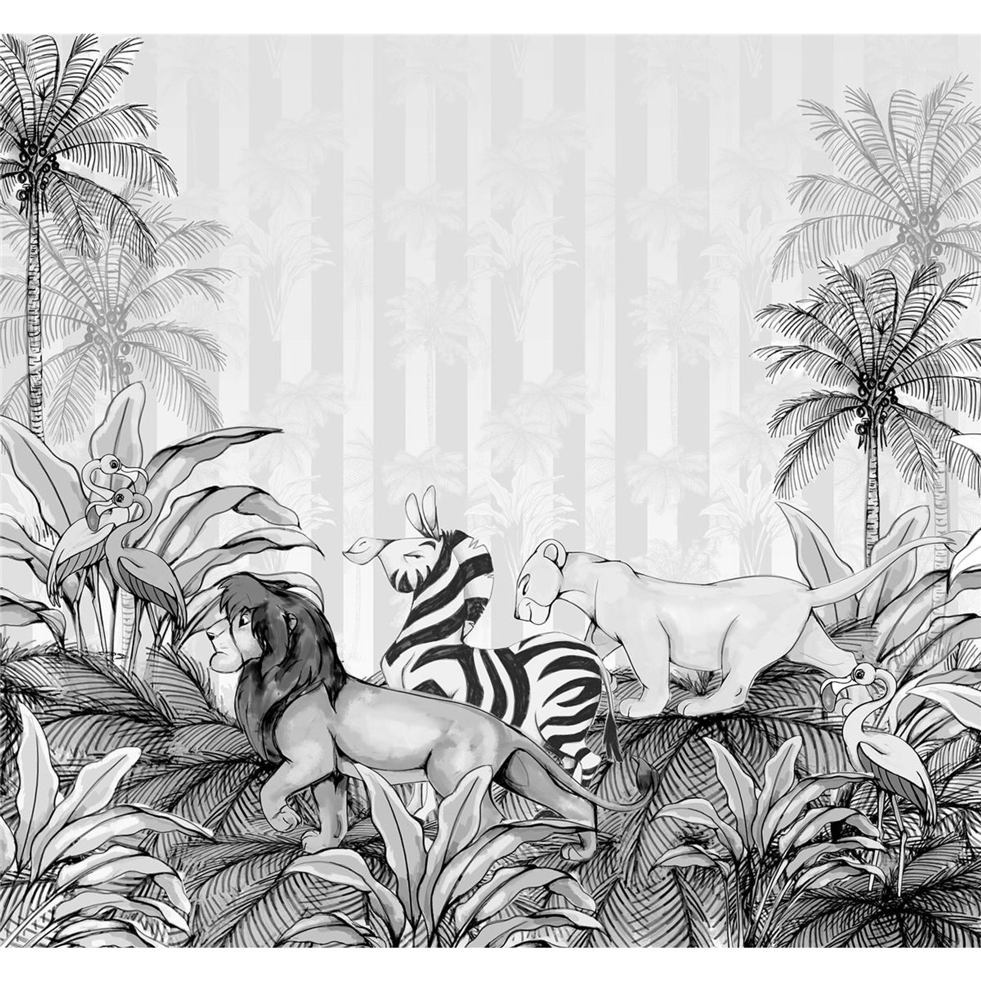 Vlies Fototapete - Lion King Monochrome - Größe 300 x 280 cm