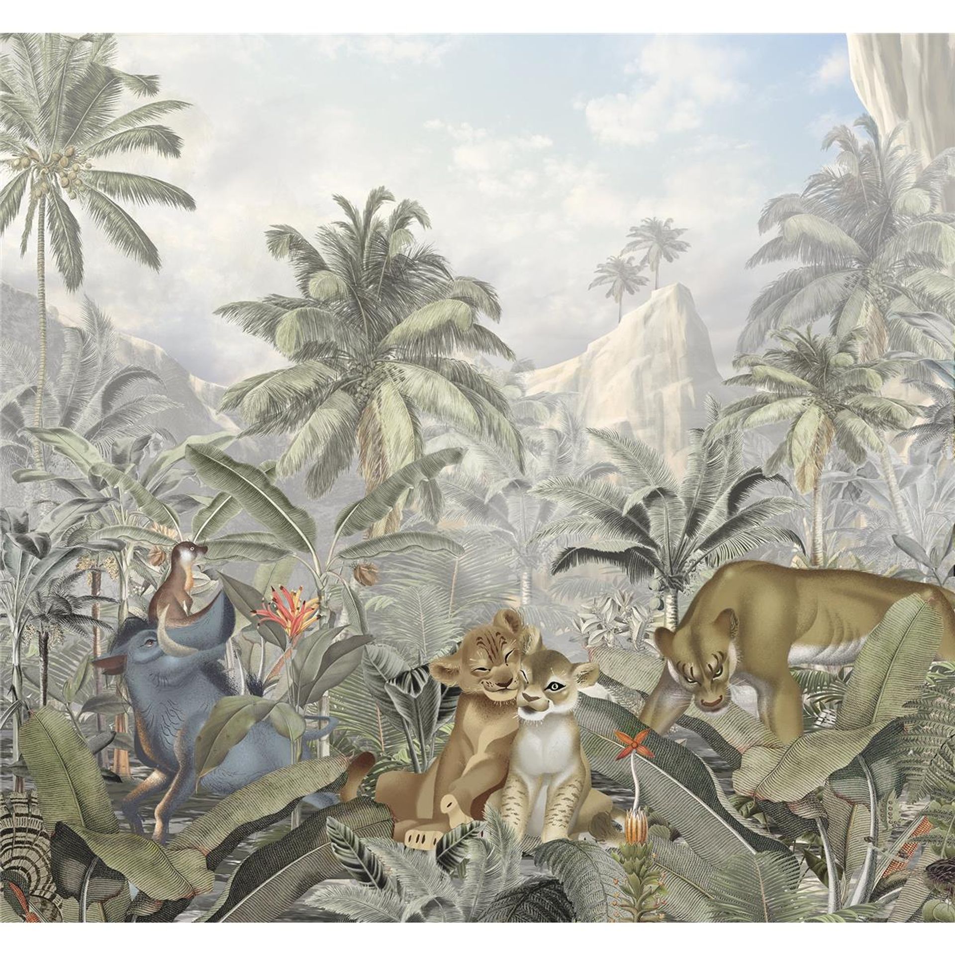 Vlies Fototapete - Lion King Mountains - Größe 300 x 280 cm