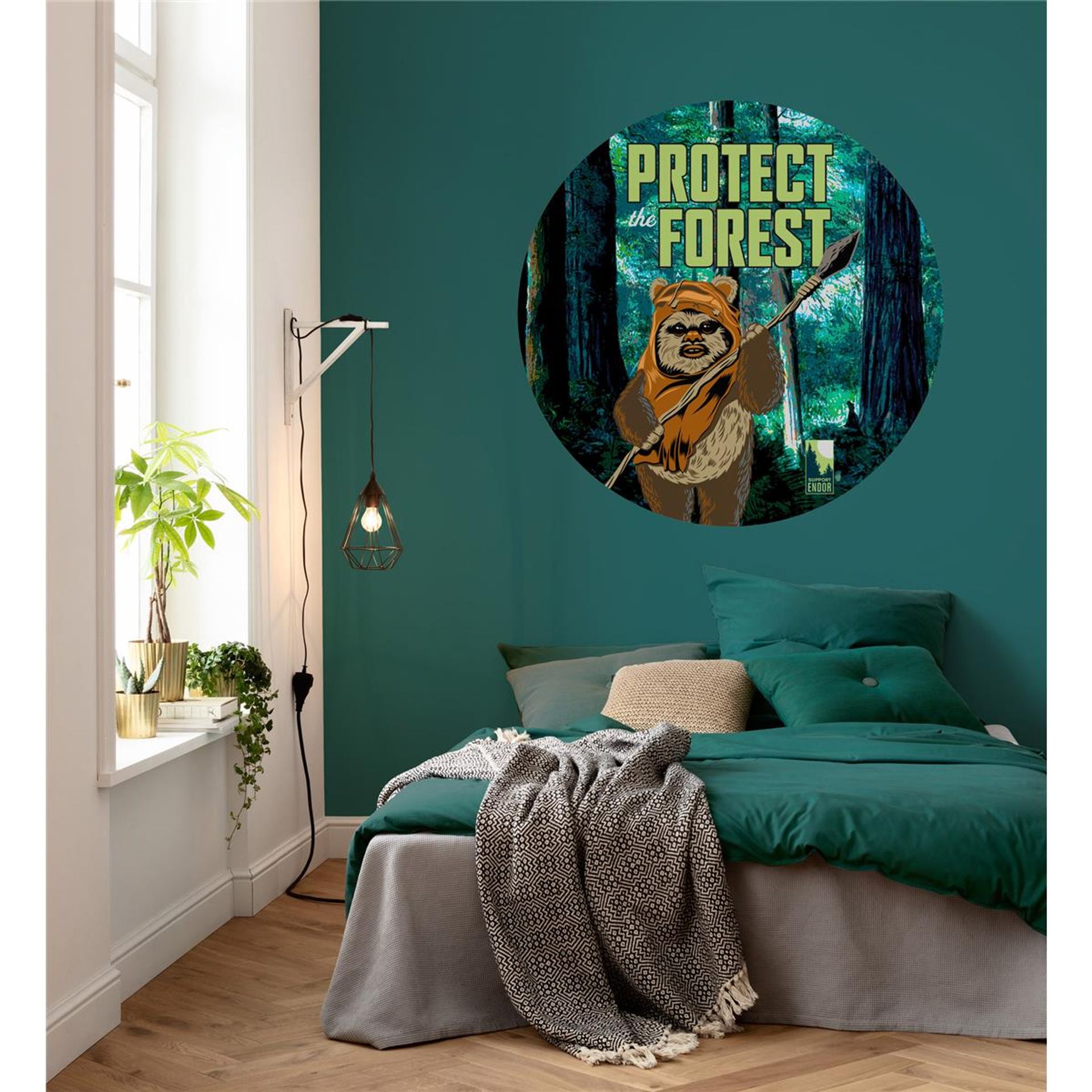 Selbstklebende Vlies Fototapete/Wandtattoo - Star Wars Protect the Forest - Größe 125 x 125 cm