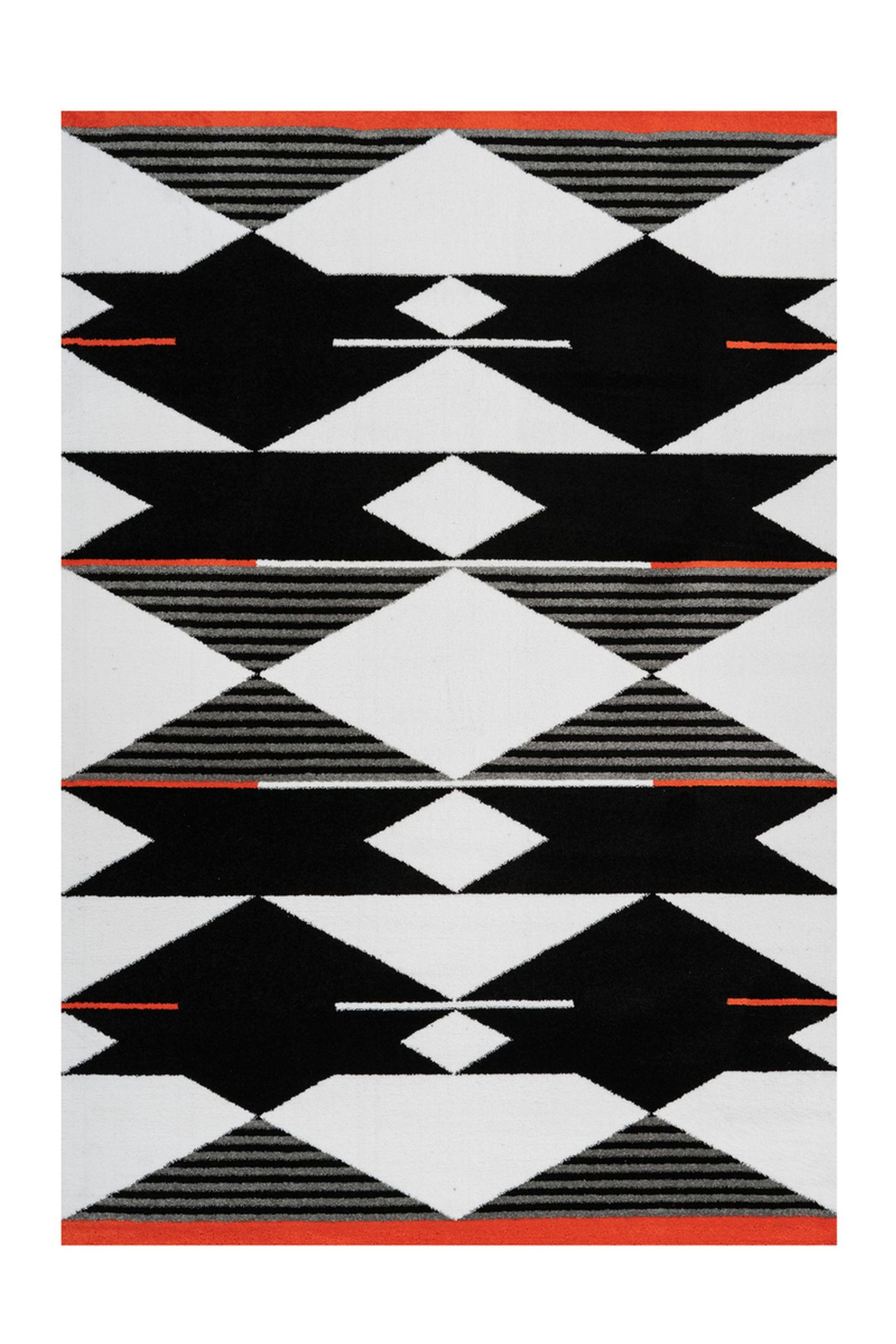 Teppich Broadway 500 Schwarz / Weiß / Rot 120 cm x 170 cm