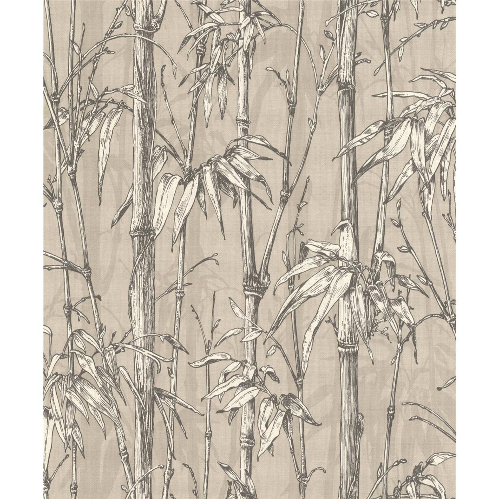 Tapete Nature Botanical Vinyltapete Dunkelbeige versetzter Ansatz 53 cm x 10,05 m