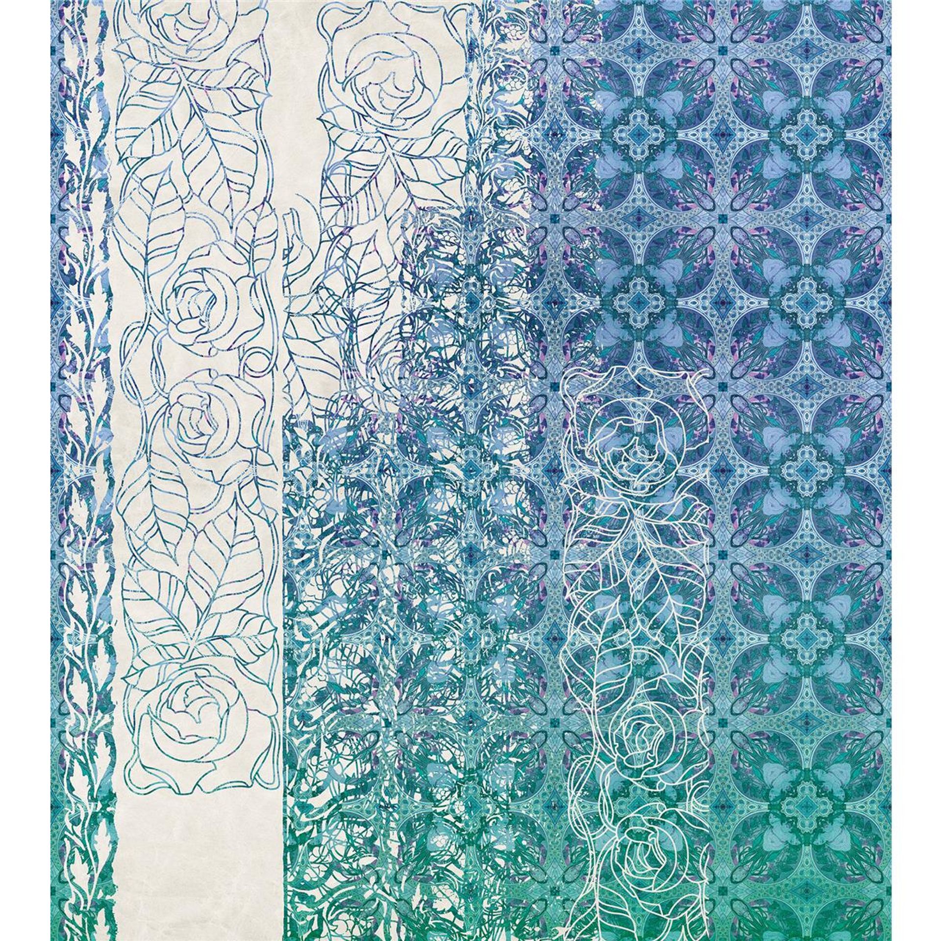 Vlies Fototapete - Art Nouveau Bleu - Größe 250 x 280 cm