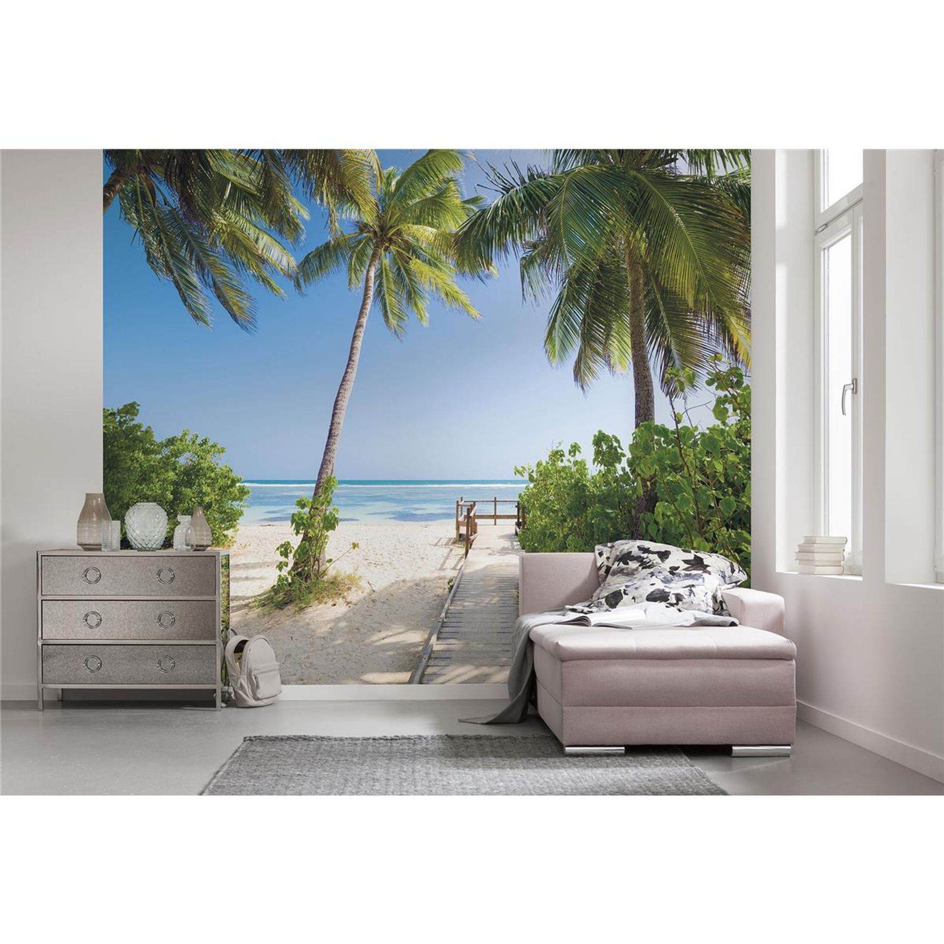 Vlies Fototapete - Palmy Beach - Größe 300 x 250 cm