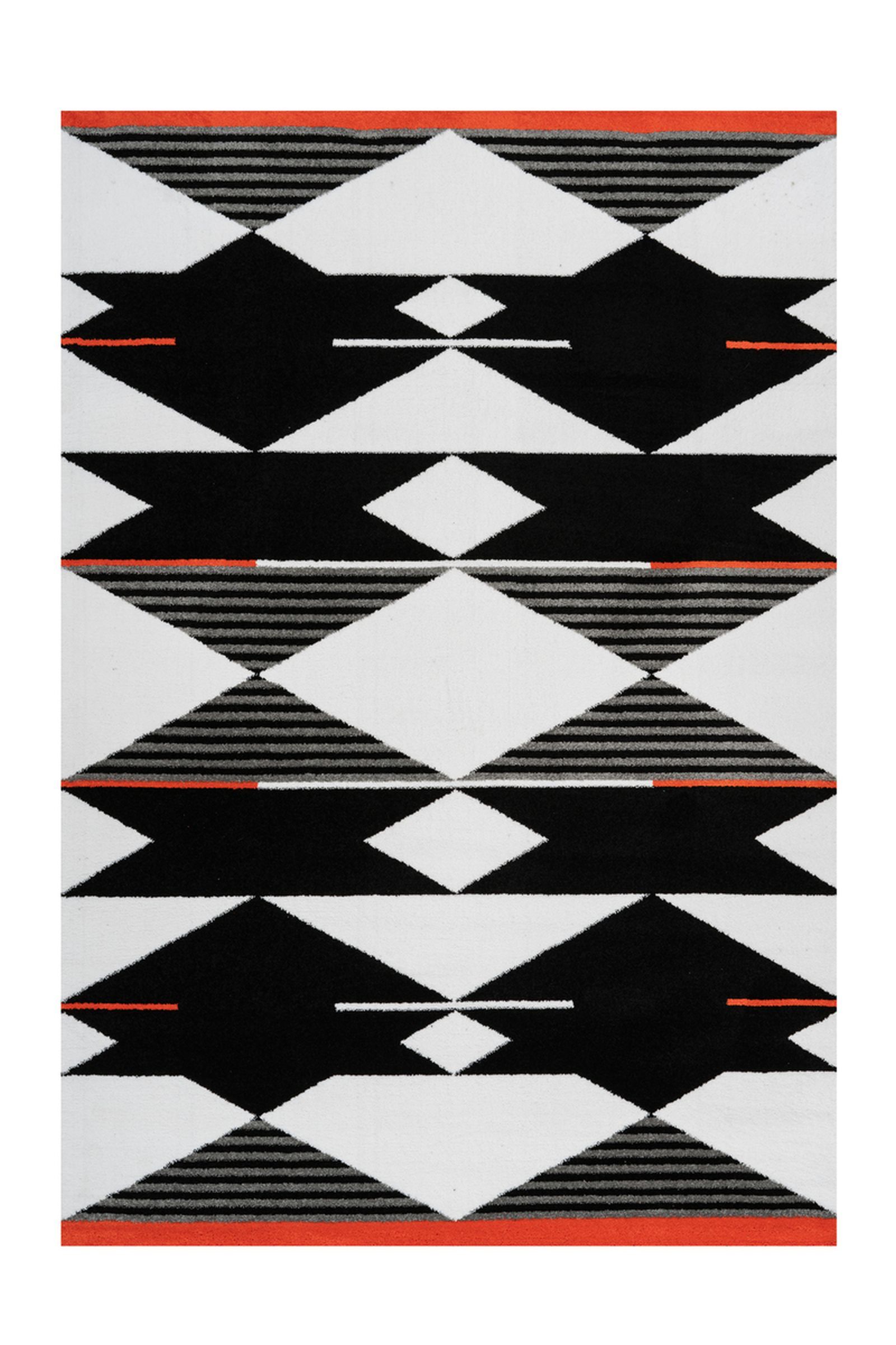 Teppich Broadway 500 Schwarz / Weiß / Rot 80 cm x 150 cm
