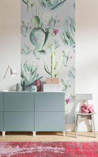 Vlies Fototapete - Cactus Grey Panel - Größe 100 x 250 cm