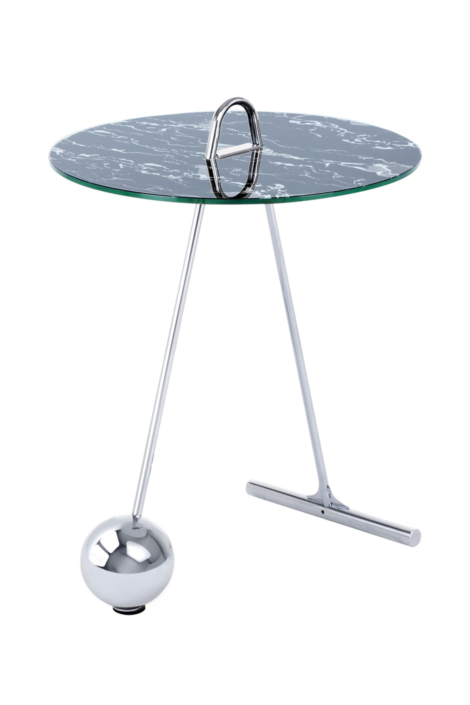Beistelltisch Pendulum 525 Silber / Schwarz - 46 cm (L) x 46 cm (B) x 60 cm (H)