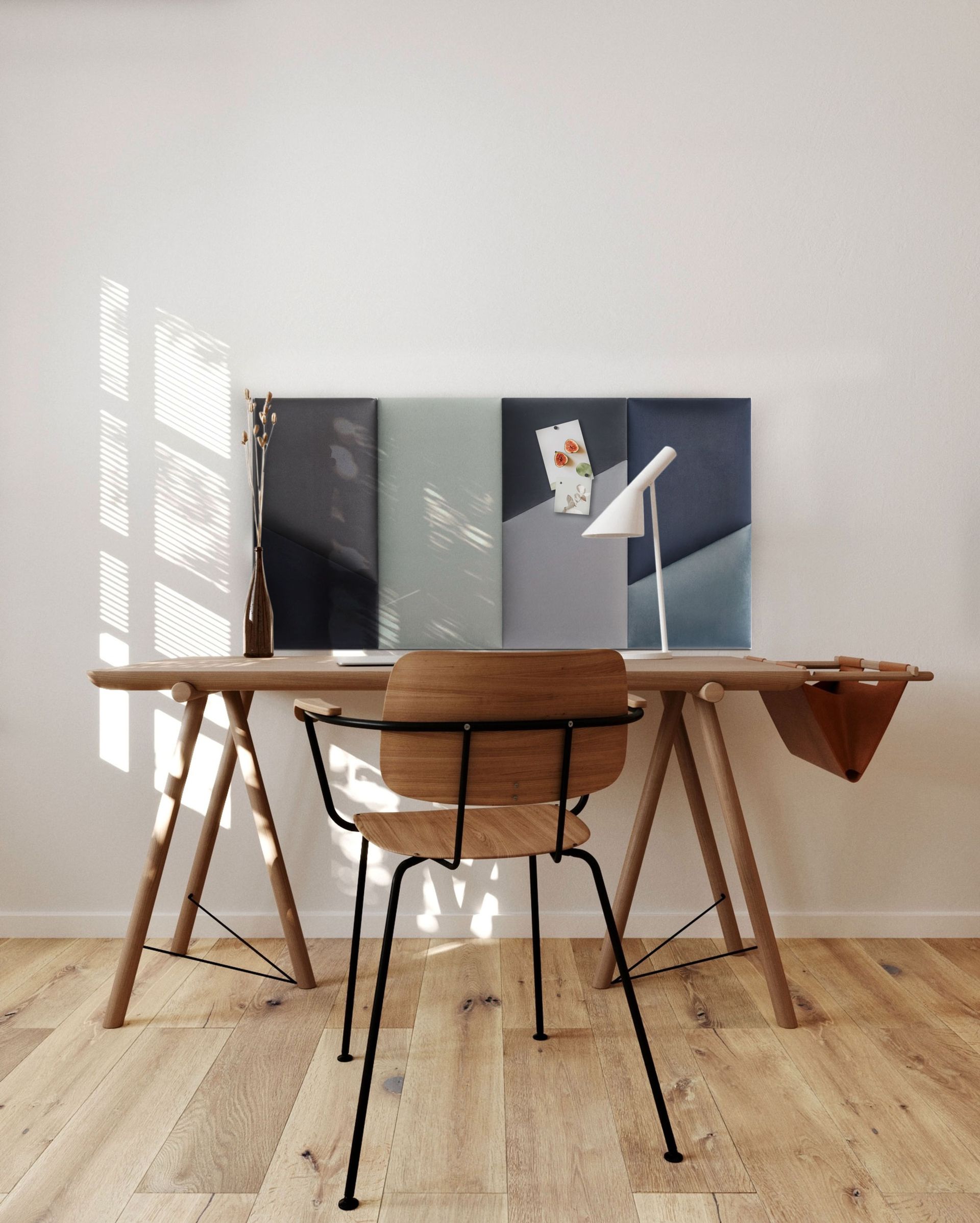 Polster Paneel-Set Loft aus Holz und Textilien 7-teilig gepolsterte Paneele Glastöne 120 cm x 60 cm