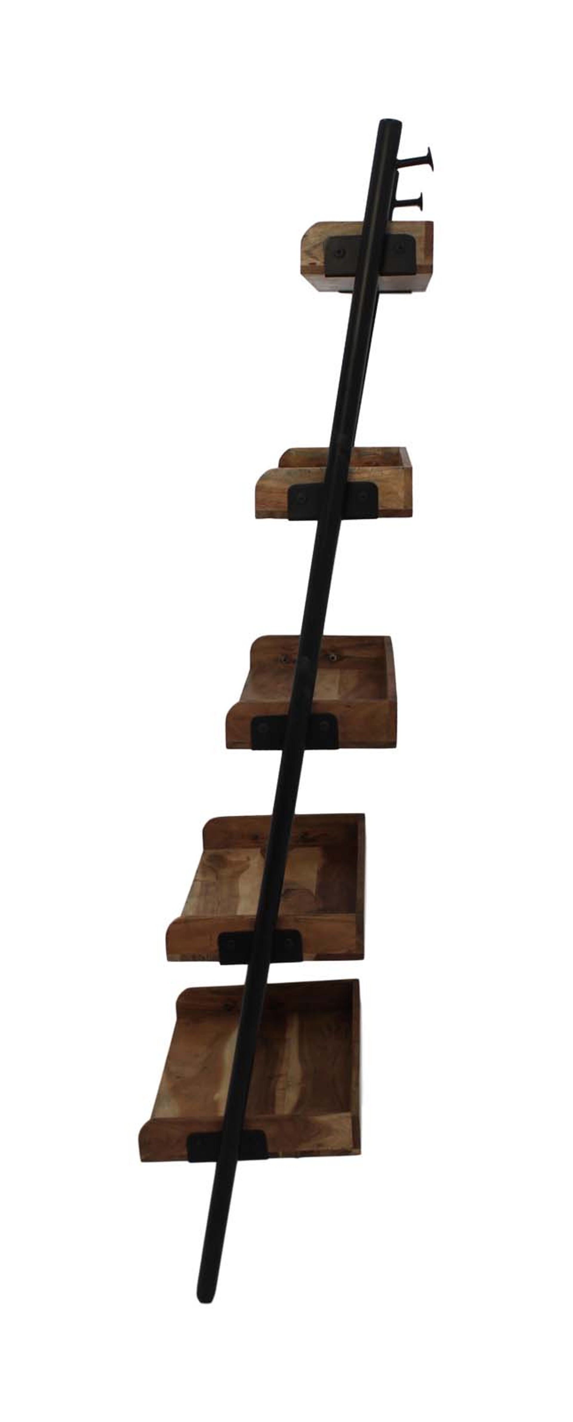 Dekorative Leiter Akazienholz/ei EDE-04 Pulverbeschichtet Schwarz/natur Akazienholz/Metall B/H/T: 35 cm 180 cm 60 cm