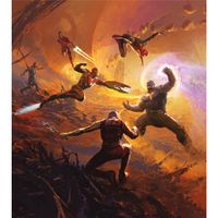 Vlies Fototapete - Avengers Epic Battle Titan - Größe 250 x 280 cm