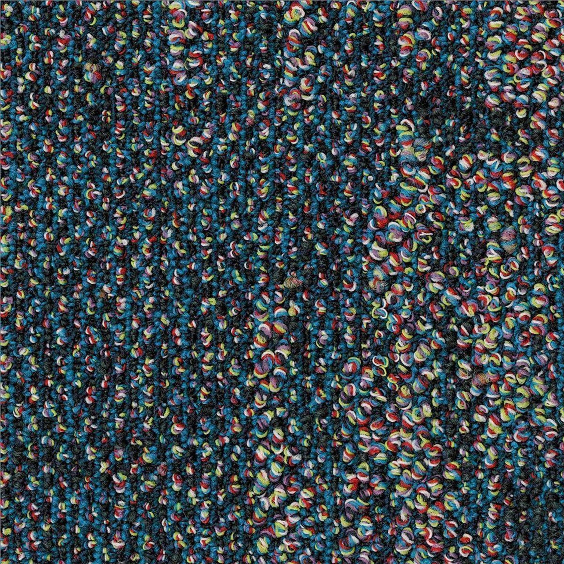 Teppichfliesen 50 x 50 cm Schlinge strukturiert Flores AA99 8112 Blau Organisch