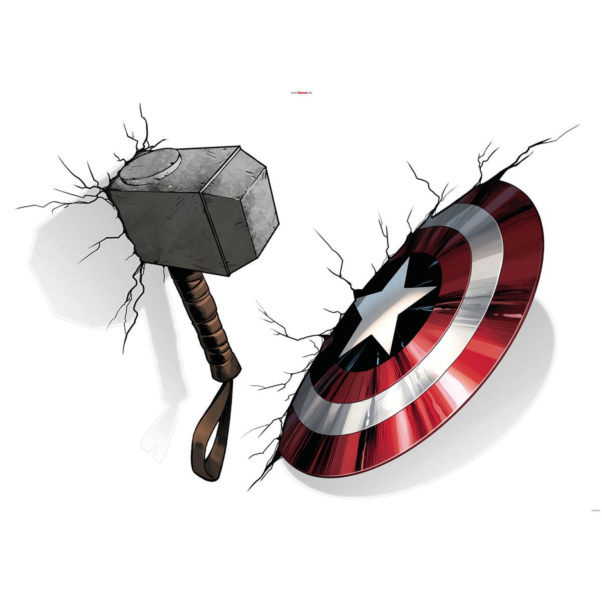 Wandtattoo - Avengers Hammer & Shield  - Größe 100 x 70 cm