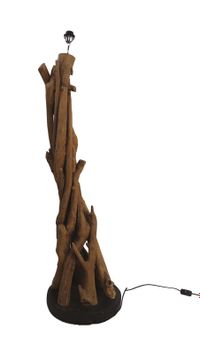 Stehlampe Teak Root EDE-04 Natur/Schwarz Teak/Metall B/H/T: 40 cm 130 cm 40 cm