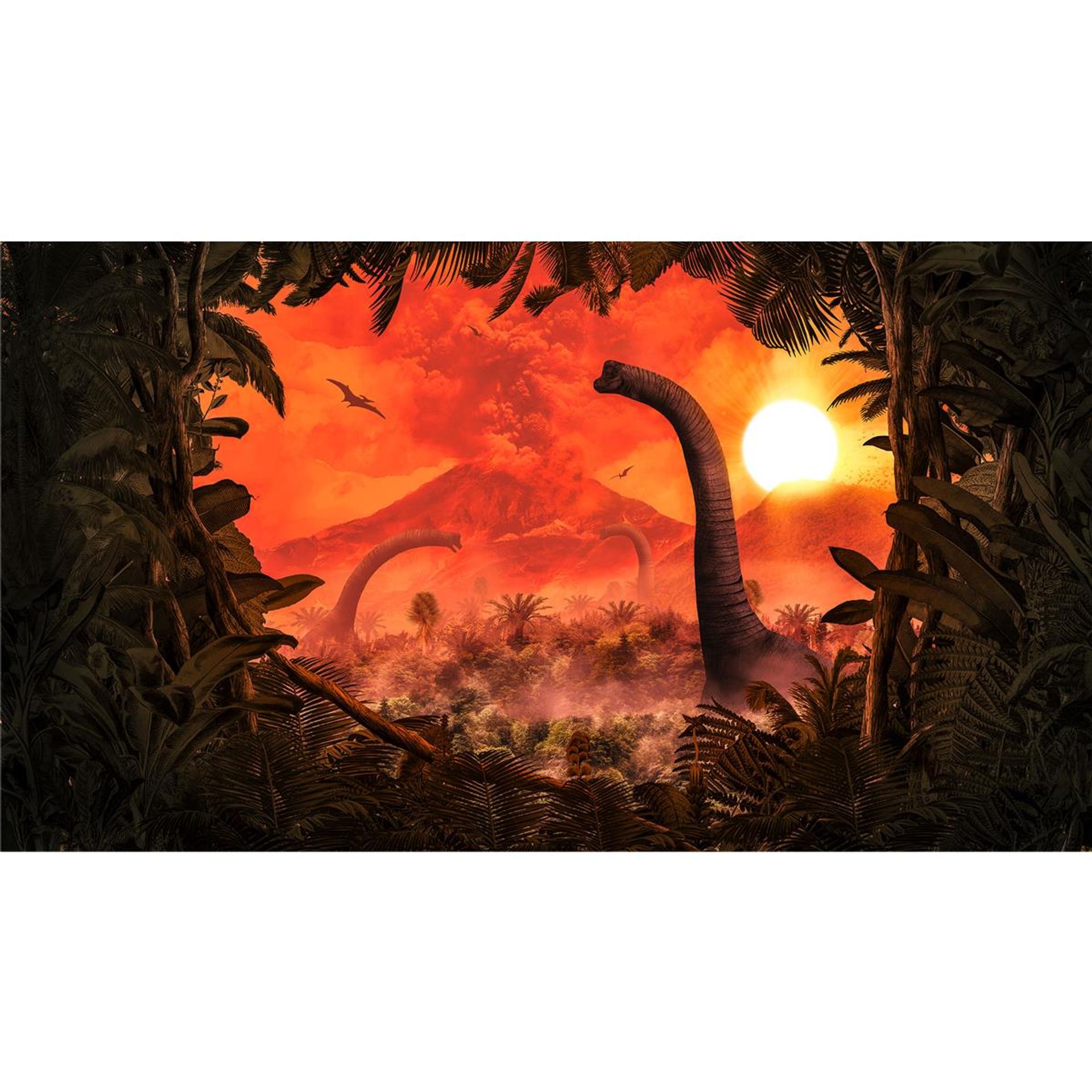 Vlies Fototapete - Brachiosaurus Panorama - Größe 500 x 280 cm