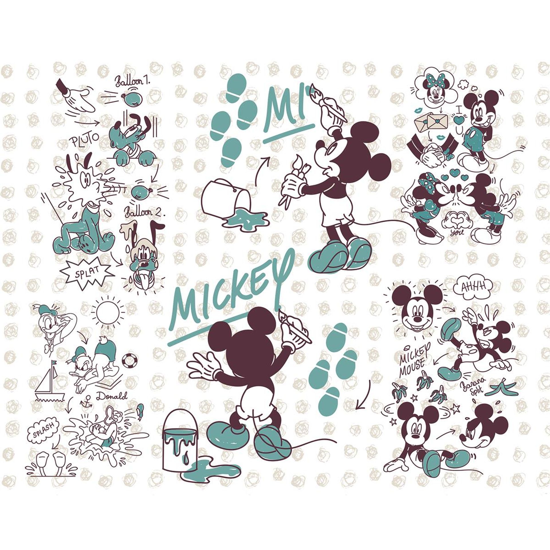 Vlies Fototapete - Mickey and Friends - Größe 350 x 280 cm